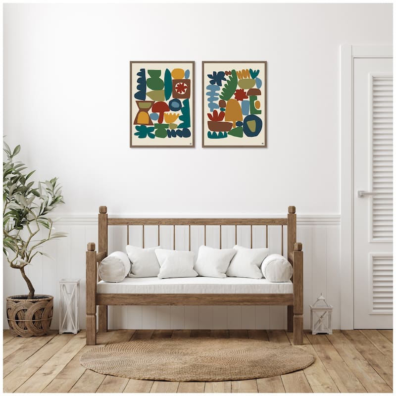 Kate and Laurel Walnut Garden Song 2 Piece Framed Canvas Wall Art Set by Kelly Knaga