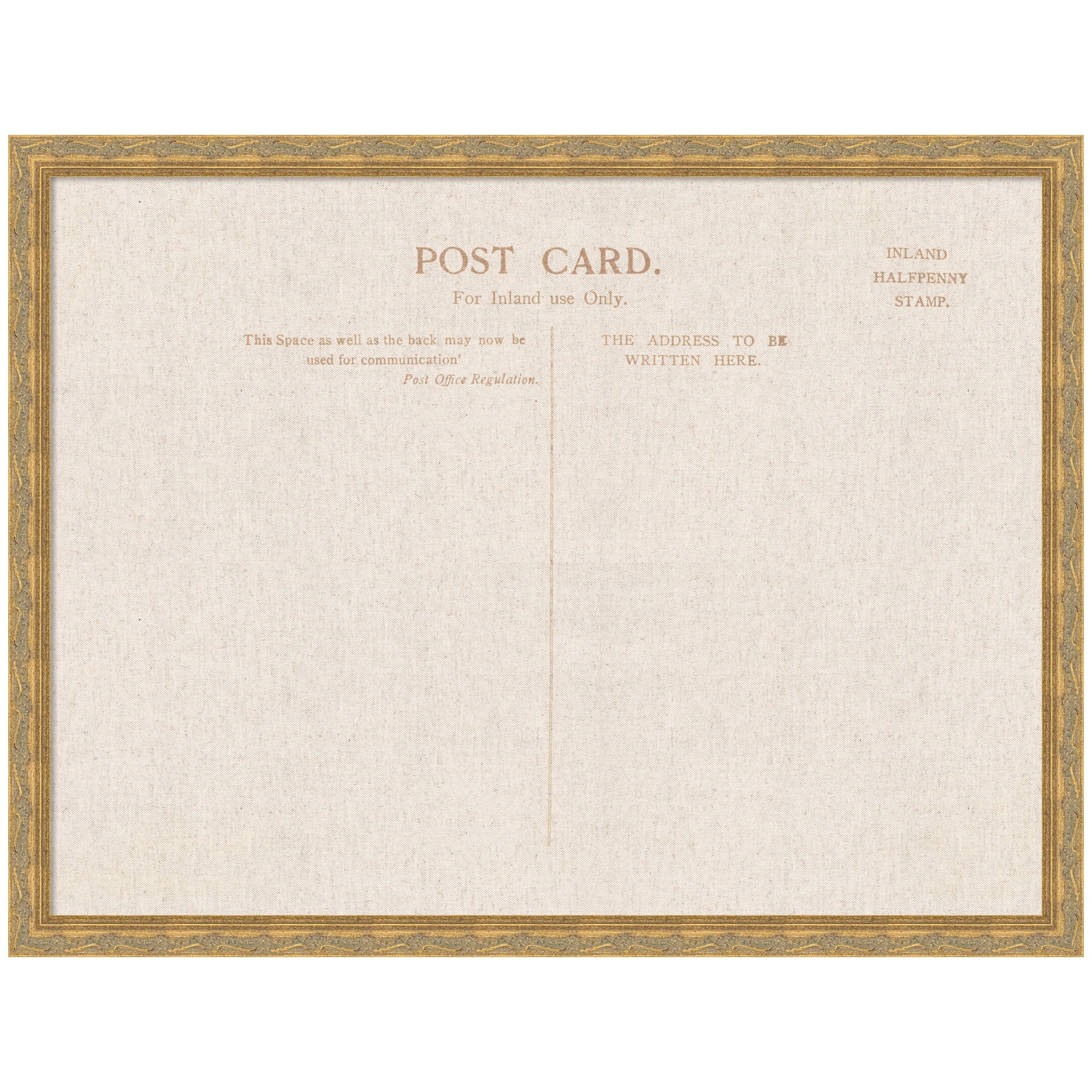 Kate and Laurel Framed Fabric Pinboard Linen Vintage Post Card Wall Organization