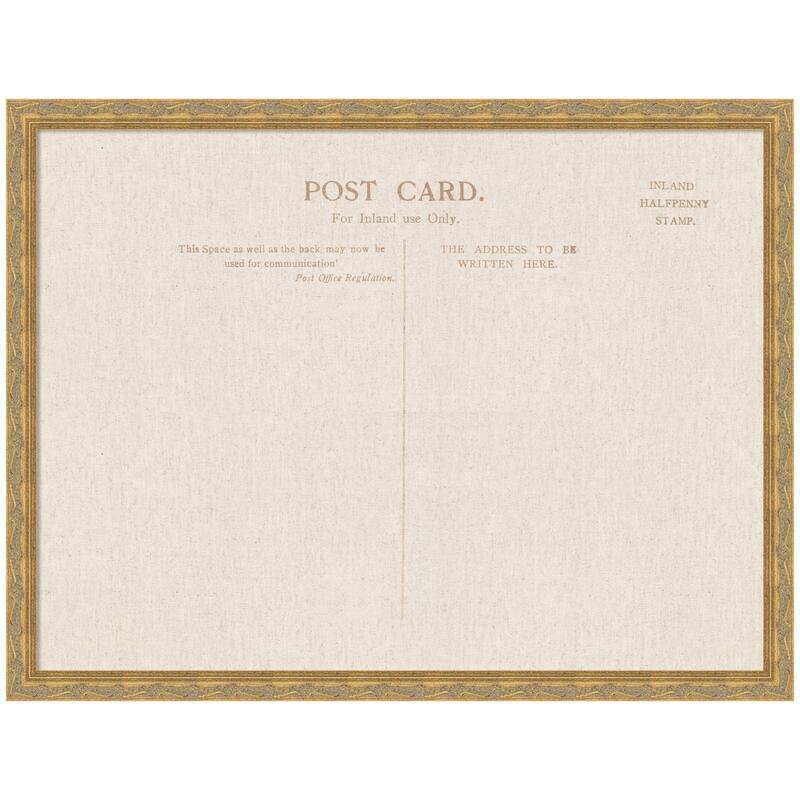 Kate and Laurel Framed Fabric Pinboard Linen Vintage Post Card Wall Organization - 26 x 20 - Dark Gold