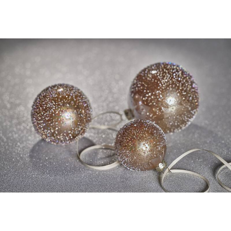 4.75" Sugar Bead Glass Holiday Ball Ornaments, Set of 4