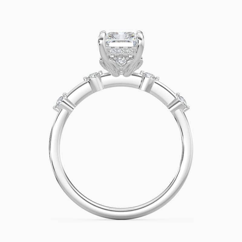 Auriya 14k Gold Petite Diamond Station Radiant Lab Grown Hidden Halo Engagement Ring 1.00 to 5.00 ct. tw.(F-G, VS)