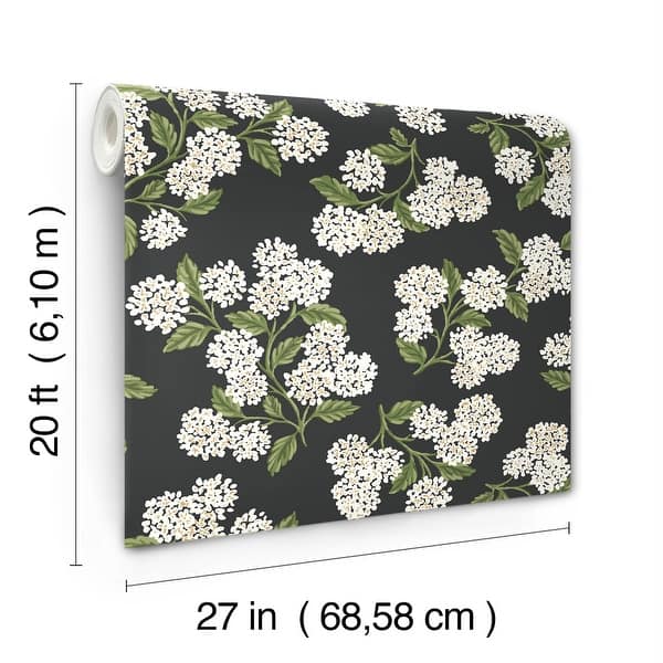 Hydrangea Black and White Peel and Stick Wallpaper