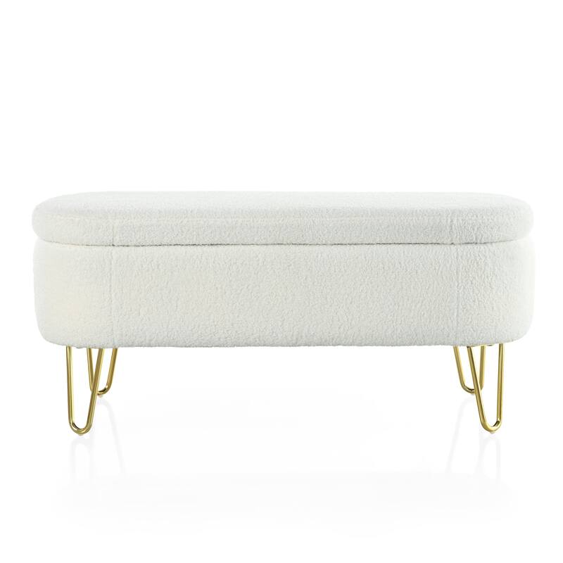 Fazi Oval Boucle Storage Ottoman Bench by Christopher Knight Home