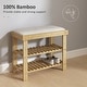 preview thumbnail 5 of 13, Wicker Two-Tier Storage Shoe Bench with Linen Cushion and Entryway Seating for Home and Hallway - 23.6" W x 11.4" D x 19.3" H