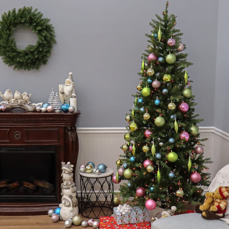 National Tree Company 7.5 ft. Dunhill Slim Fir Hinged Tree with 600 Clear Lights