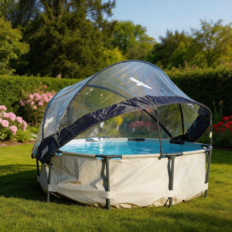 Round All Weather Pool Dome Enclosure for Outdoor Above-Ground Frame Pools (Compatible with Clean & Warm Water Pools)