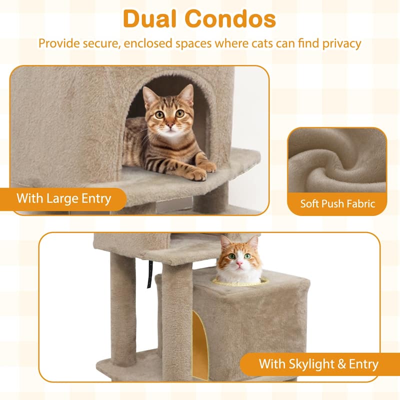 Gymax 57'' Cat Tree for Indoor Cats w/Dual Condos Hammock Sisal