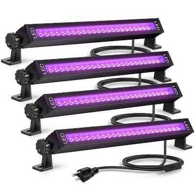 4-Pack UV LED Black Lights IP65 Waterproof Blacklight Bars for Glow-in-the-Dark Parties, Body Paint, Halloween & Stage Lighting