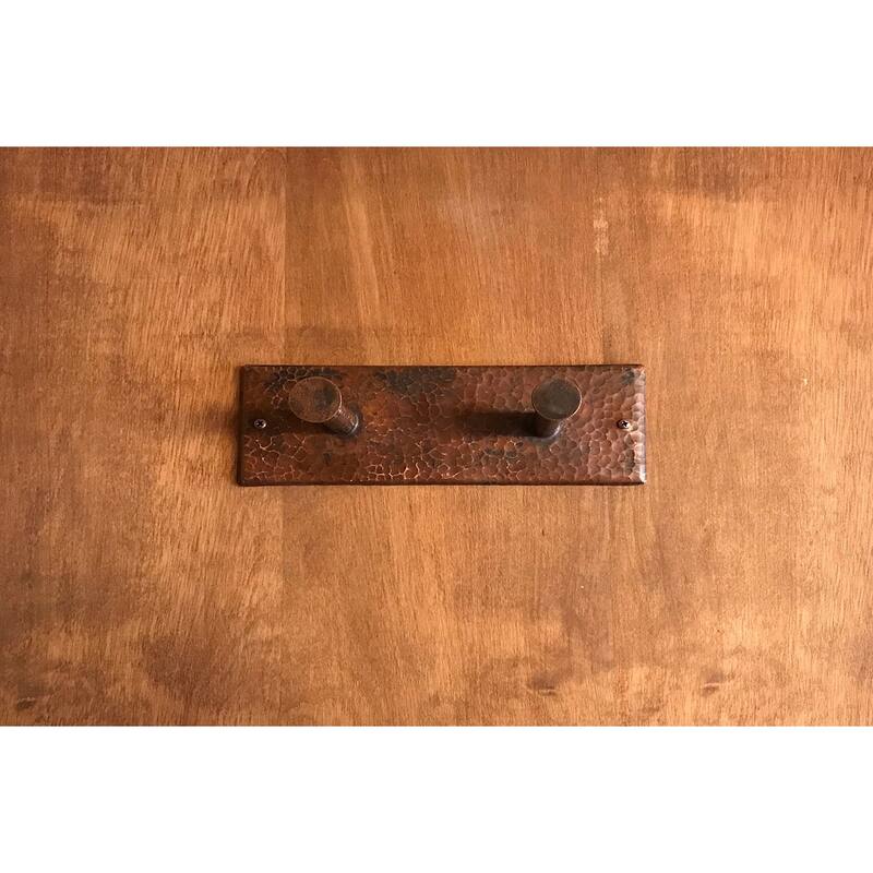 Hammered Copper Double Robe/Towel Hook in in Oil Rubbed Bronze (RH2)