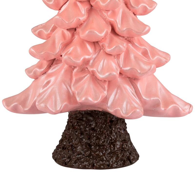 Iridescent Pearl Glazed Downswept Tree Christmas Decoration - 9.25" - Pink