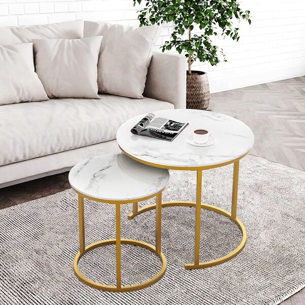 Marble coffee table set of 2 store