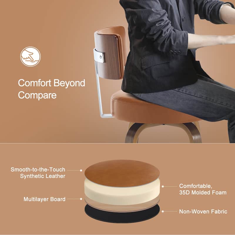 Upholstered Wood Swivel Bar/ Counter Stools, Set of 3
