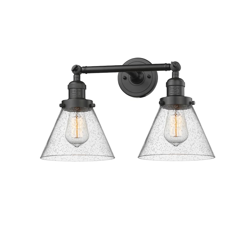 Innovations Lighting Large Cone 2 Light 18" Wide Bathroom Vanity Light - Oiled Rubbed Bronze / Seedy