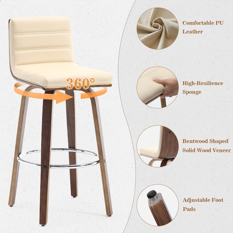 26"/29" Faux Leather Swivel Bar/Counter Stools, Set of 2/3