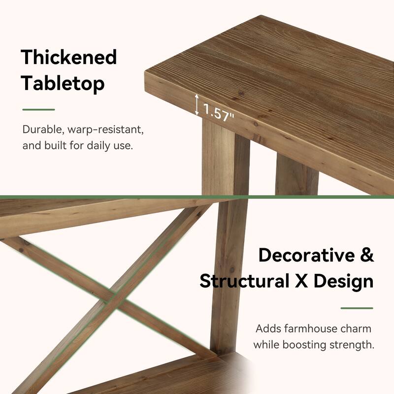 Solid Wood Console Table, Farmhouse Narrow Sofa Table for Living Room