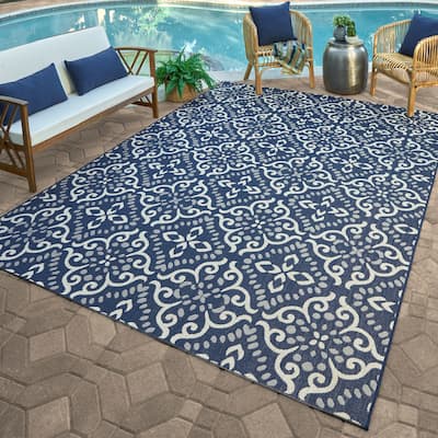 Gertmenian Paseo Powis Navy Transitional Indoor/Outdoor Area Rug