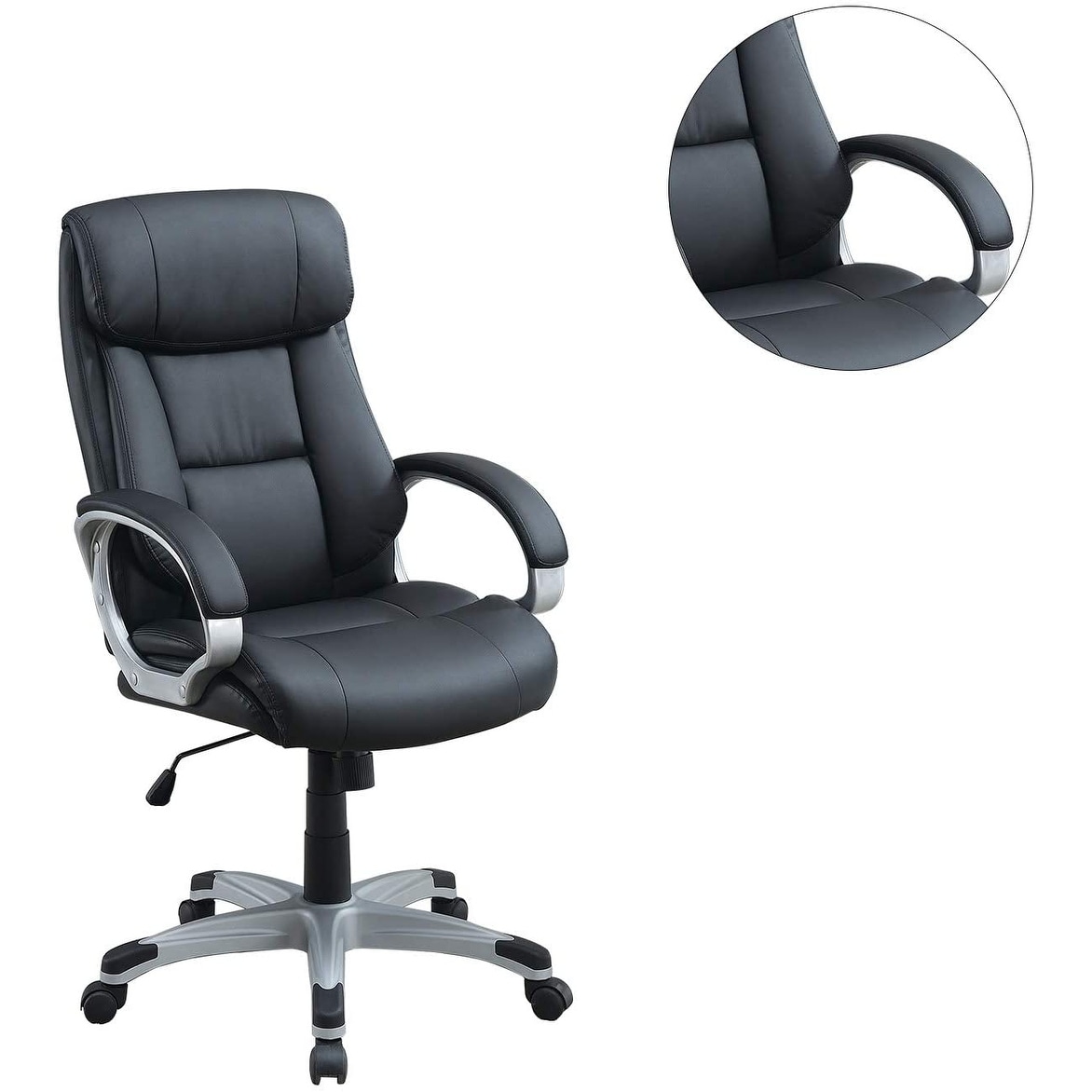 Fabric High Back Executive Office Chair with Silver Armrest Bed