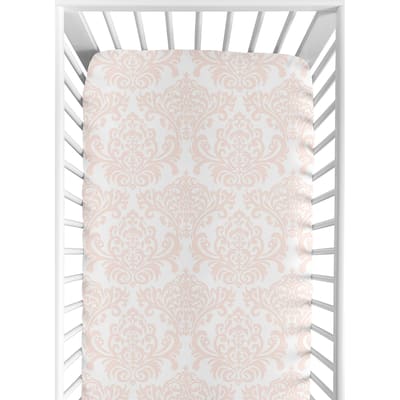 Sweet Jojo Designs Amelia Collection Multicolor Brushed Microfiber Damask Print Fitted Crib Sheet
