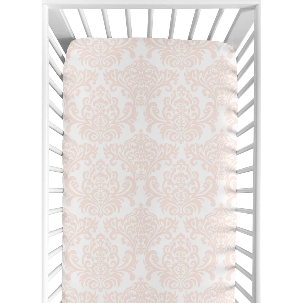 Sweet Jojo Designs Amelia Collection Multicolor Brushed Microfiber Damask Print Fitted Crib Sheet