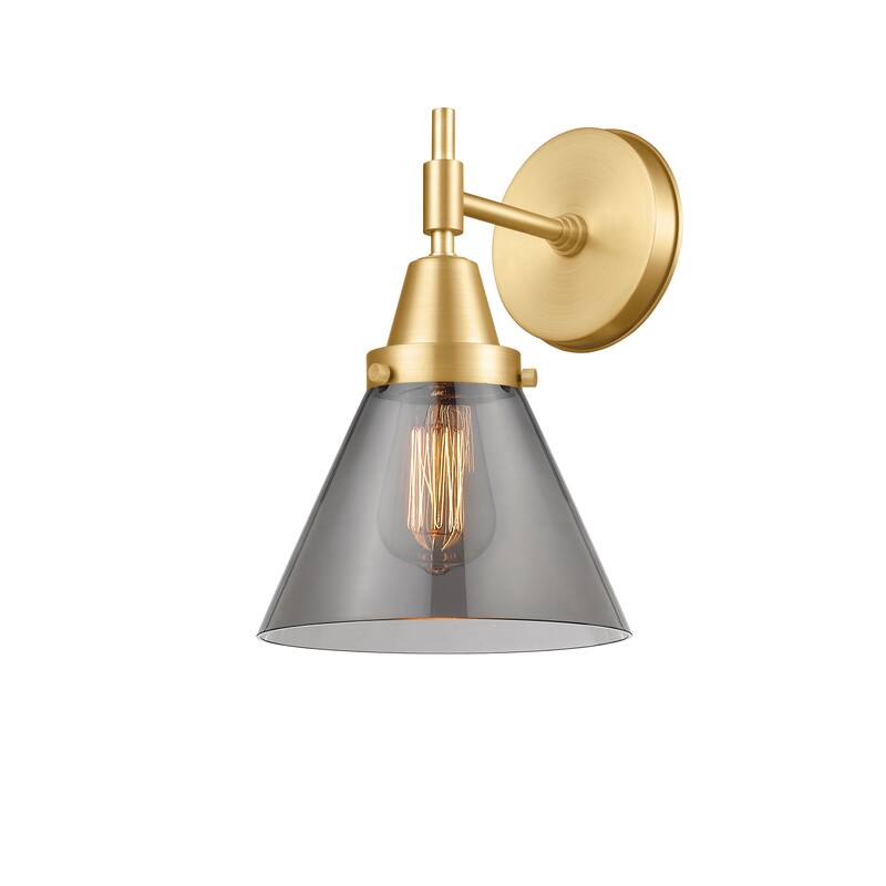 Innovations Lighting Caden Cone - 1 Light 8" Sconce - Satin Gold/Light Smoke