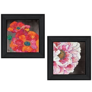 Set Of Two Blooms On Black 2 Black Framed Print Wall Art - Bed Bath ...