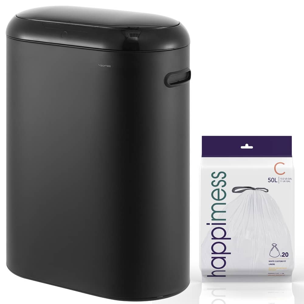 happimess Robo Kitchen 13.2-Gallon Slim Oval Motion Sensor Touchless Trash Can with Touch Mode
