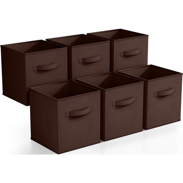 Sorbus Fabric Storage Bins 11" Foldable Cubes With Handles For Pantry, Cubbies, Toy And Closet Shelving Organization - 6Pk