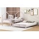 preview thumbnail 6 of 14, Pink Metal House Bunk Bed with Roof, Ladder, and Fence for Kids