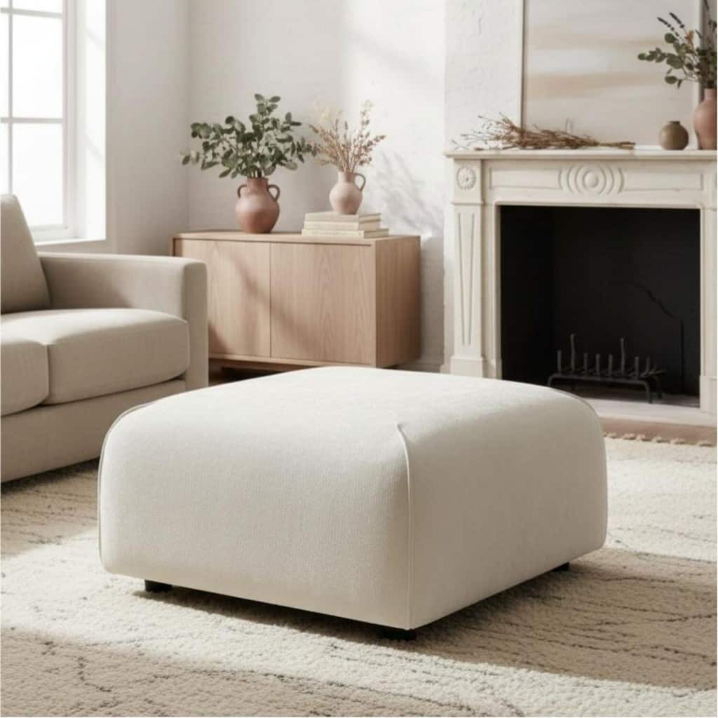 Christopher Knight Home - Marcella Modern Plush Upholstered Square Ottoman, Footrest, for Living Rooms, Bedrooms, Home Offices
