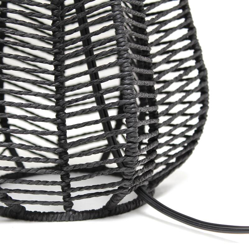 21 in. Coastal Paper Rope Rattan Table Lamp