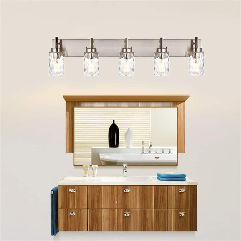 5-Light Vanity Light with Hammered Glass