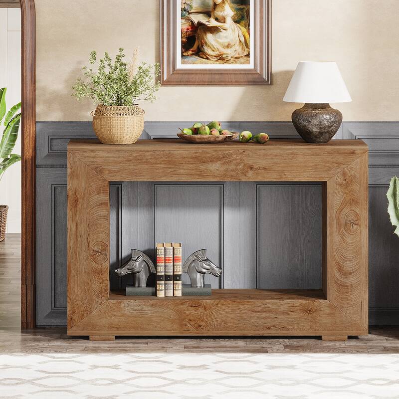 Rustic Console Sofa Table for Entryway, Hallway, Living Room - 47.24" W x 32.8" H x 11.81" D - Brown