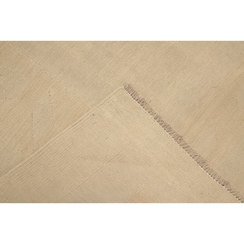Hand Woven Oriental 100% Wool Carpet Southwestern Tribal Beige & Ivories Kilim Area Rug - 12' 10'' X 9' 4''
