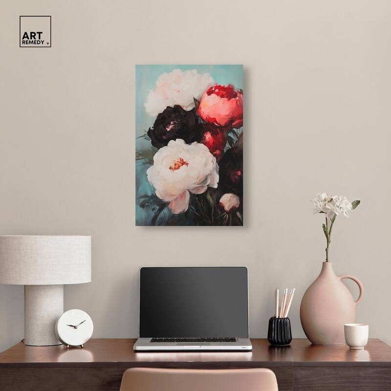 Three Shades of Peony II Canvas by Art Remedy, Gallery Wrapped