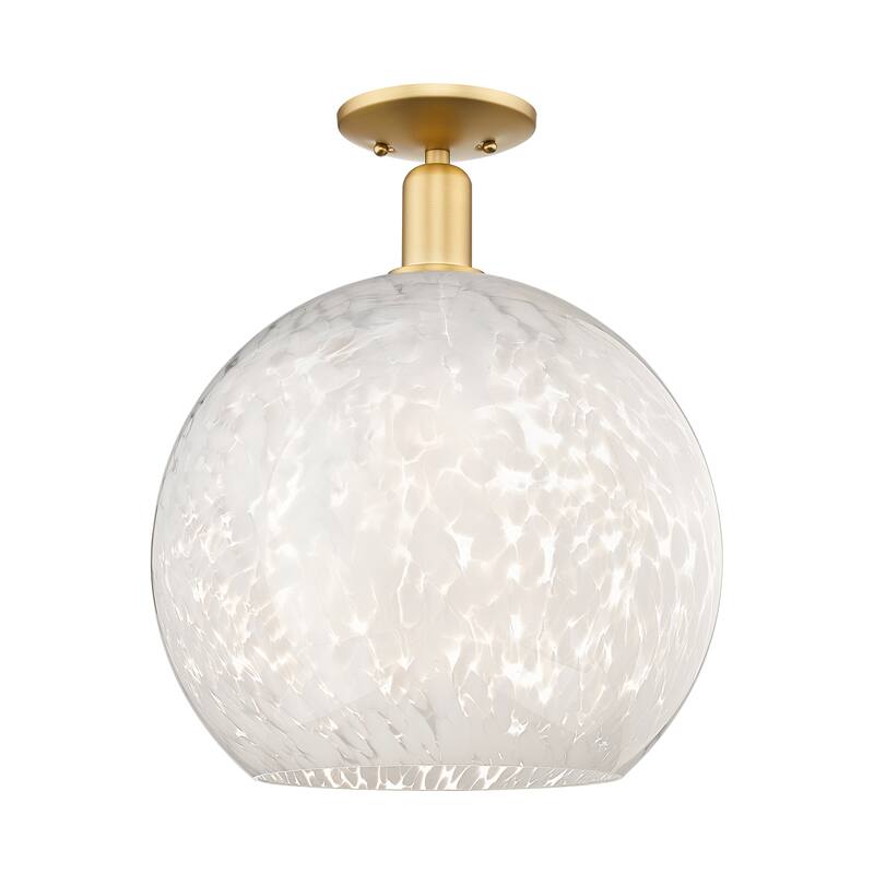 Innovations Lighting Endless Possibilities Arcadia - White Mouchette - 1 Light 14" Semi-Flush Mount - Satin Gold