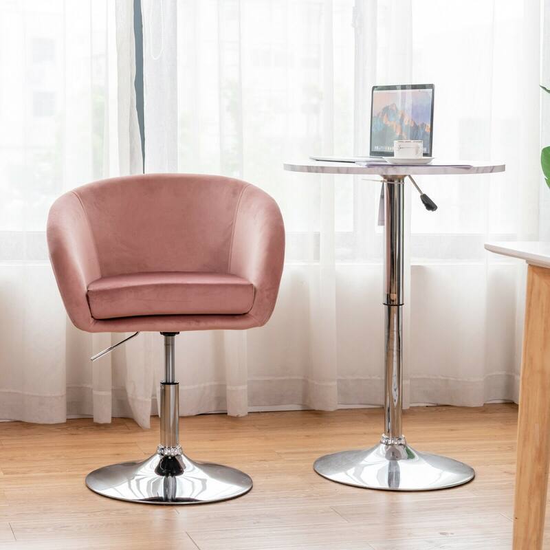 360 Degree Swivel Makeup Stool Accent Chair with Round Back and Metal Base - 24" x 20.5" x 28.5"-34"