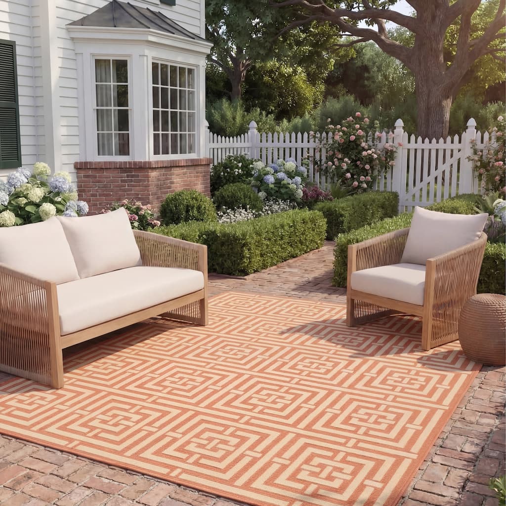 SAFAVIEH Courtyard Errica Indoor/ Outdoor Waterproof Patio Backyard Rug