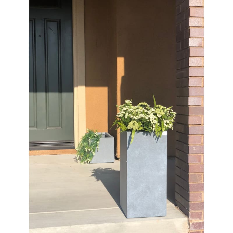 Durx-litecrete Lightweight Concrete Cement Color Tall Planter-Large - 13.8'x13.8'x27.8'