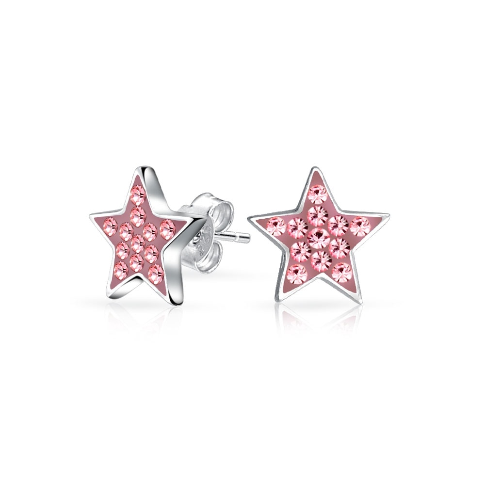 Sterling Silver Enamel Star Preciosa Crystal Earrings Celestial
