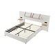 preview thumbnail 6 of 9, Queen Size Platform Bed with 2 Outlets and USB Charging, Upholstered Bed with 2 Bedside Pillows, and Storage Shelves, Beige