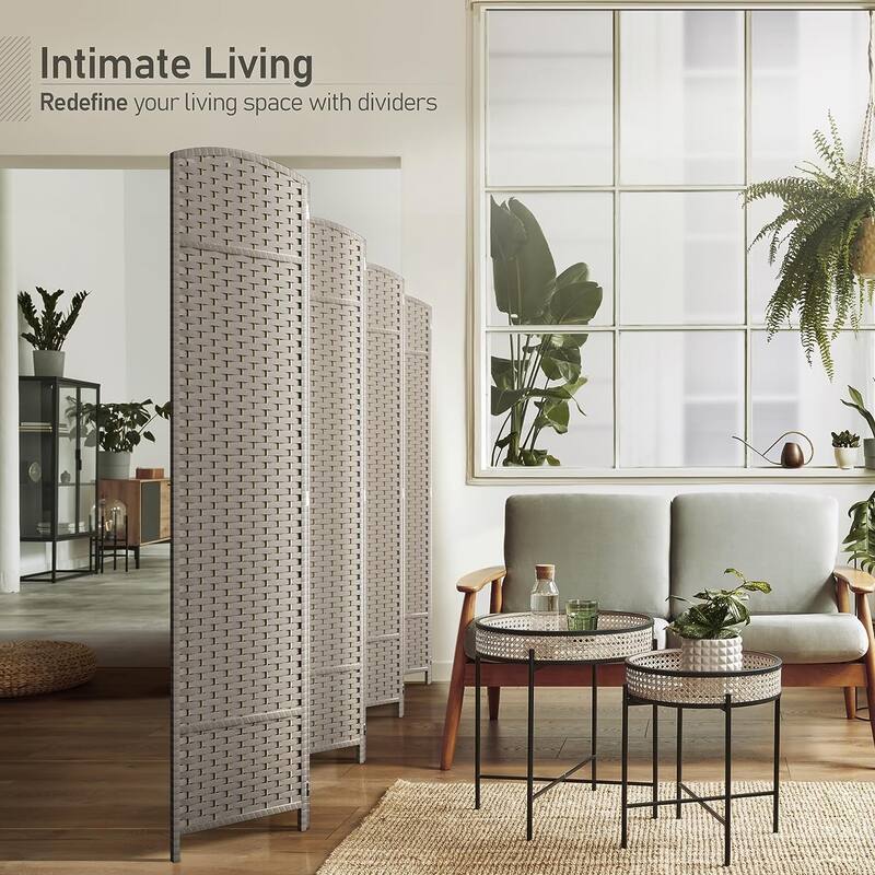 Room Divider Folding Privacy Screen Tall Partition Foldable Wall 8 Panel - 96” L x 19.50” W x 69” H