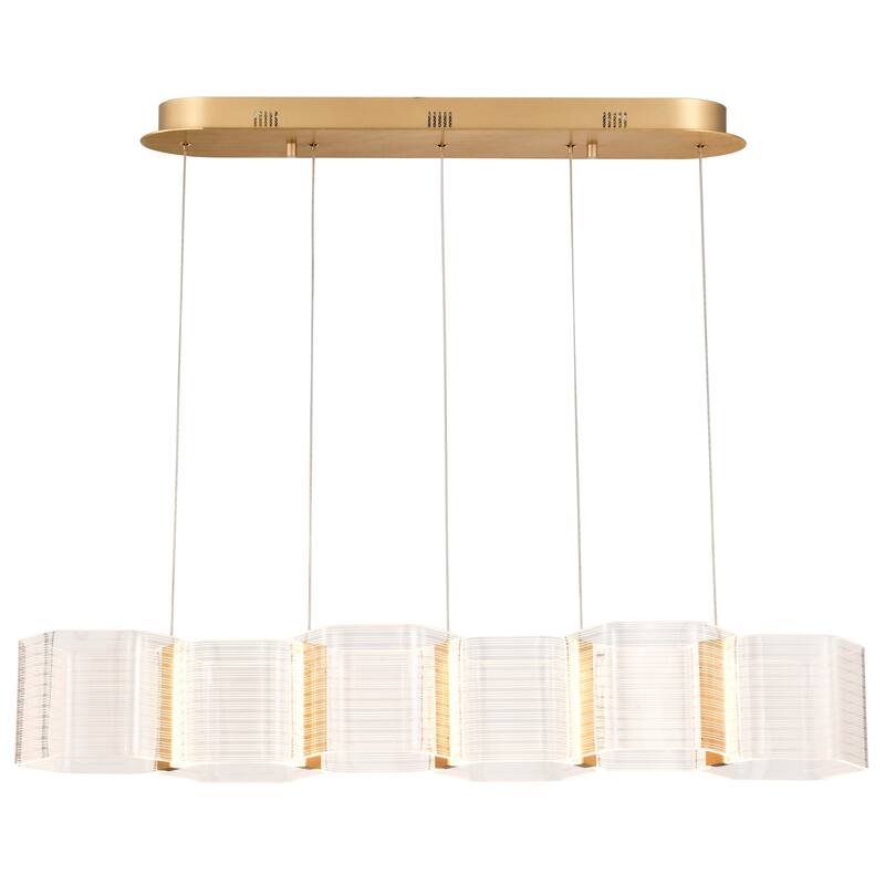 Kenzo LED 6 Light Island Pendant Polished Anodized Bronze Finish Light Guide Panel - Polished Anodized Bronze