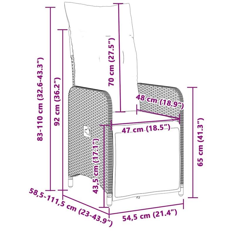 vidaXL Bistro Set Black - 21.5 x 23.0 x 36.2
