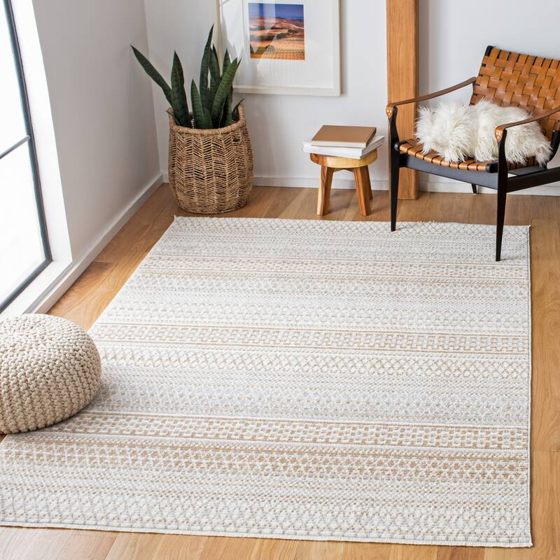 SAFAVIEH Sedona Estie Modern Boho Fringe Rug - 4'5" x 6'1" - Ivory/Beige