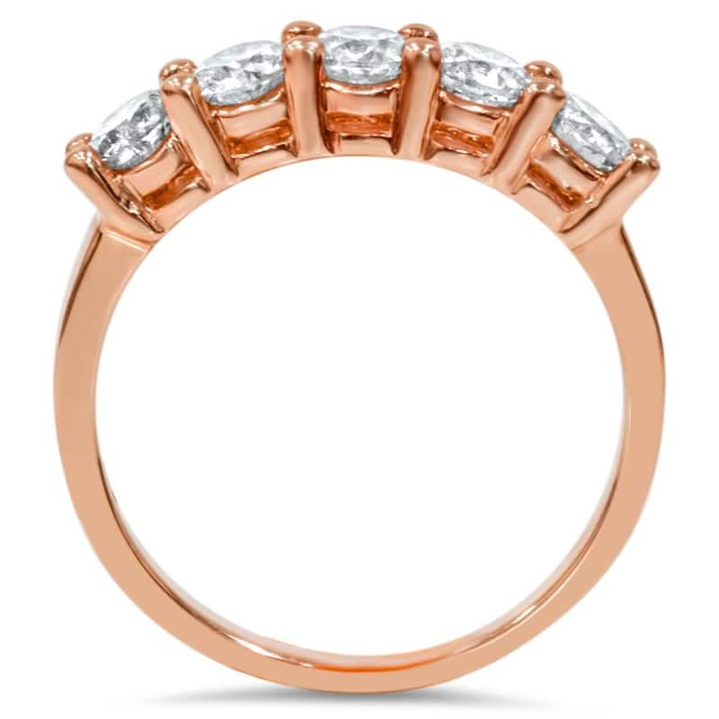 1 1/2CT 5 Stone Diamond Wedding Ring Rose Gold