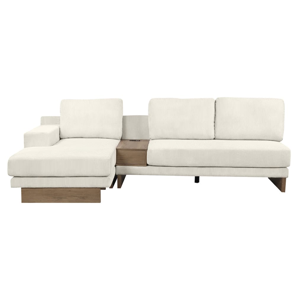 L-shaped Sofa Sectional Sofa with Two USB Ports and Two Power Sockets, a Storage Drawer and a Reversible Chaise Lounge