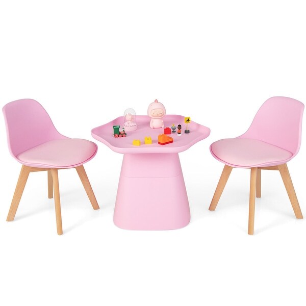 Gymax Kids Table 2 Chairs Set Children Activity Play Table w