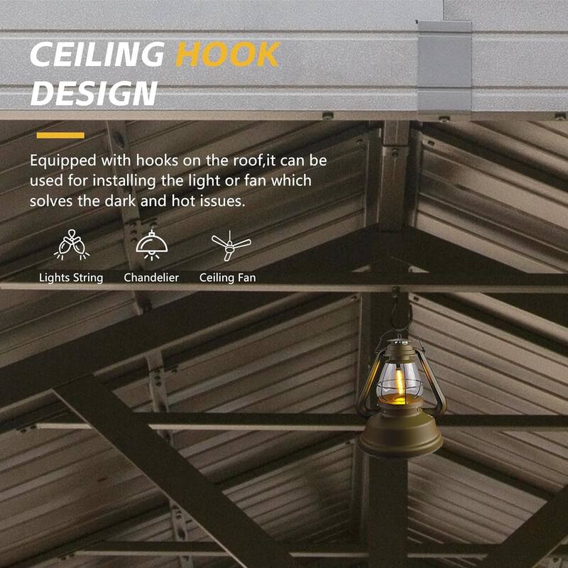 12'x20' Cedar Wood Gazebo with Galvanized Steel Roof, Privacy Walls, and Ceiling Hooks