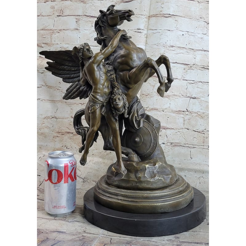 Perseus And Pegasus With The Head Of Medusa Bronze Statue Sculpture 18 Inches X 12 Inches