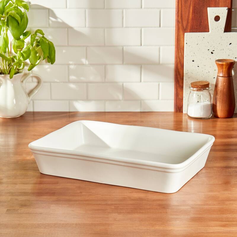 Bee & Willow White Stoneware 3Qt, 13" x 9" x 2.5" Rectangular Baker